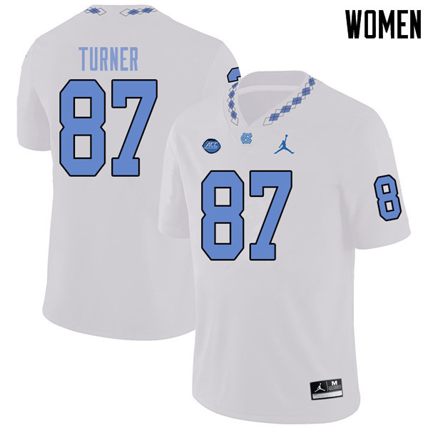Jordan Brand Women #87 Noah Turner North Carolina Tar Heels College Football Jerseys Sale-White